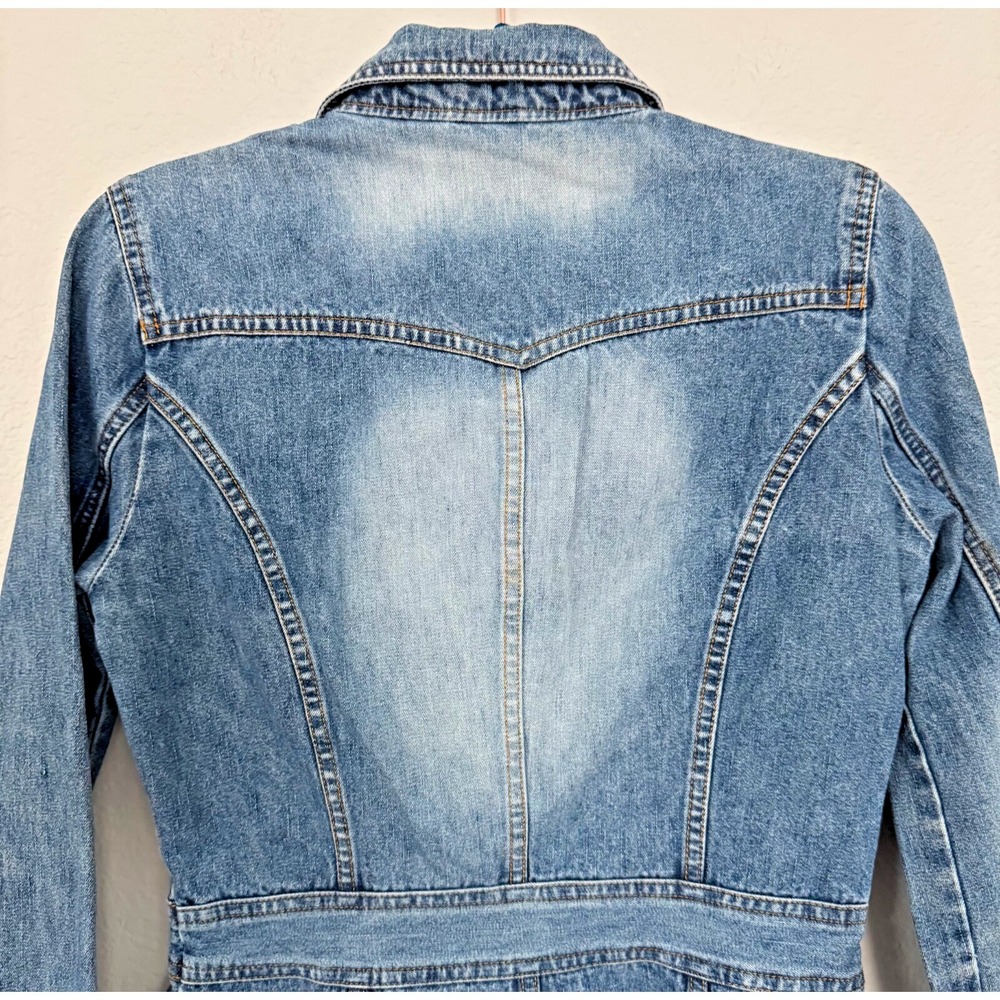 Periscope‎ Jean Jacket Women Size Small Blue Denim Fitted Waist - Picture 7 of 16